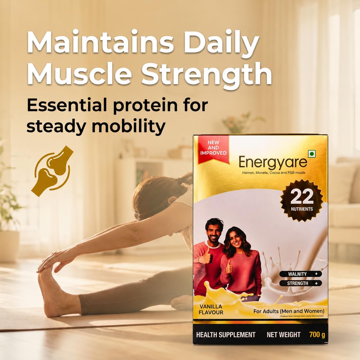 Energyare Protein Powder 700g (Vanilla Flavour) | Nutritional Supplement for Daily Nutrition | High Protein, High Fiber Formula |Daily Nutrition Drink Mix for Active Lifestyle