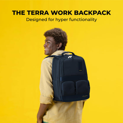 MOKOBARA The Terra Work Backpack 25 Litre Premium Nylon 16" Unisex Laptop Backpack (Headspace), Navy Blue