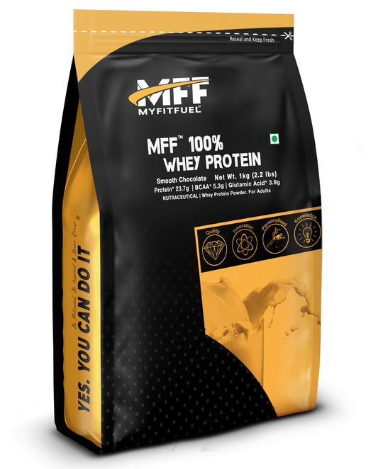MyFitFuel MFF 100% Whey Protein | 1 Kg, 30 Servings (Smooth Chocolate) | Contain