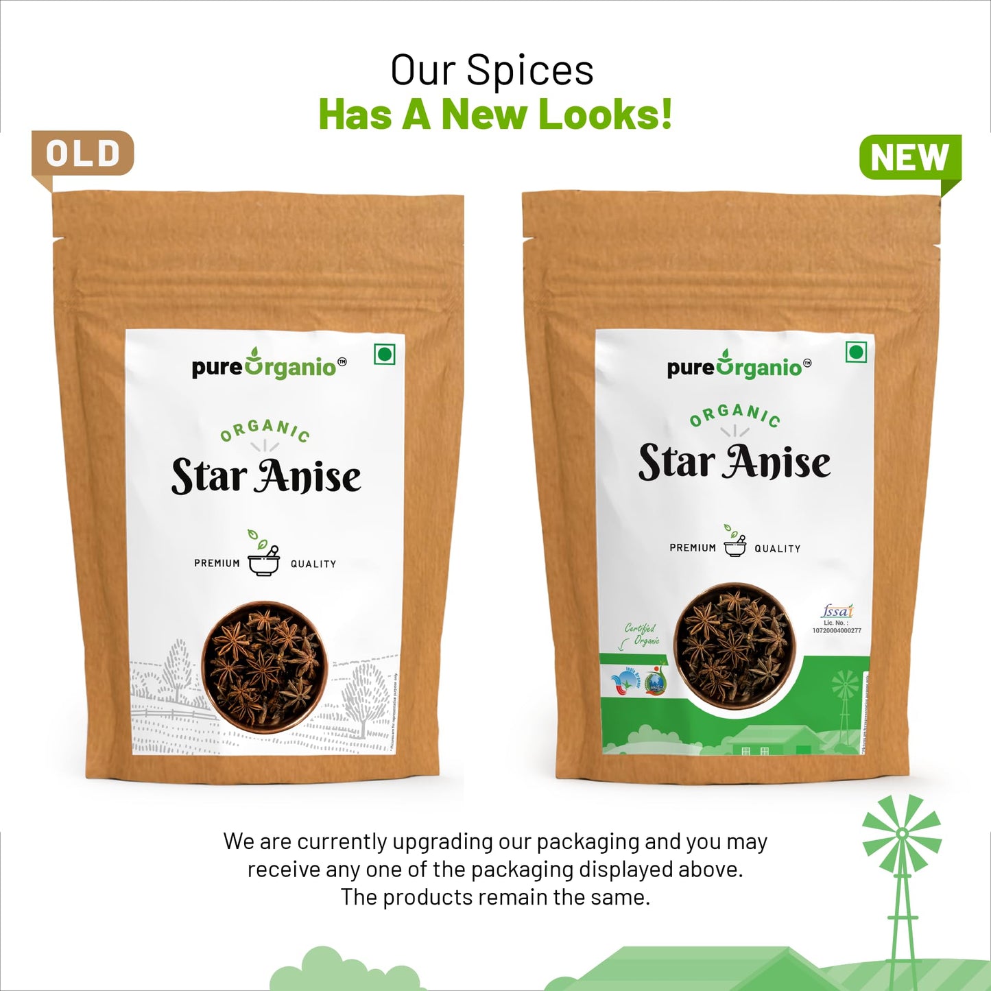 Pure Organio Organic Star Anise Spices Whole Chakri Phool Khada Masala For Cooking NPOP Organic Certified (50 Gm)