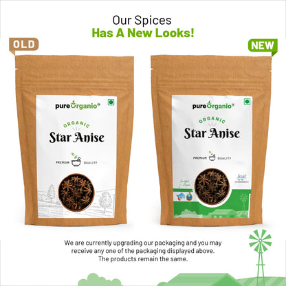 Pure Organio Organic Star Anise Spices Whole Chakri Phool Khada Masala For Cooking NPOP Organic Certified (50 Gm)