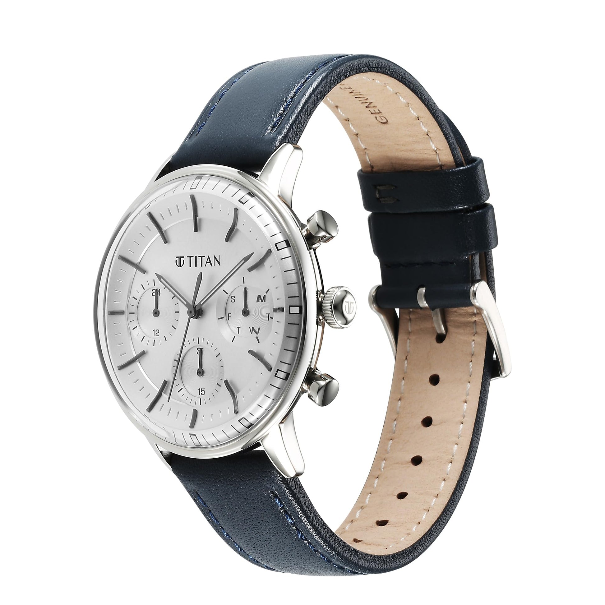 Titan Light Leathers Quartz Multifunction Black Dial Stainless Steel St- image 6