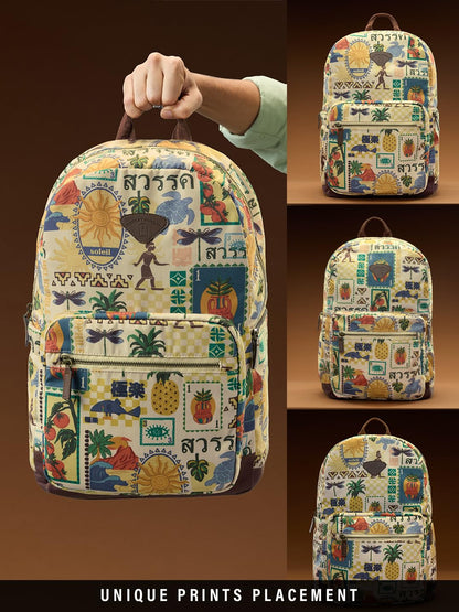 The Souled Store Tropical Unisex Adult Cotton Canvas Upper Multicolour All Over Printed 19L Casual Backpacks