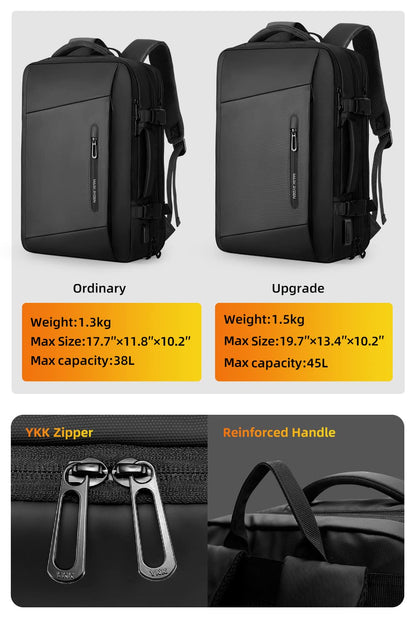 MARK RYDEN Laptop Backpack, 17.3 Inch Large Capacity Business Backpack For Men, Waterproof Expandable Carry-On Travel Backpack, Antitheft School Backpack With Usb Charger - Black