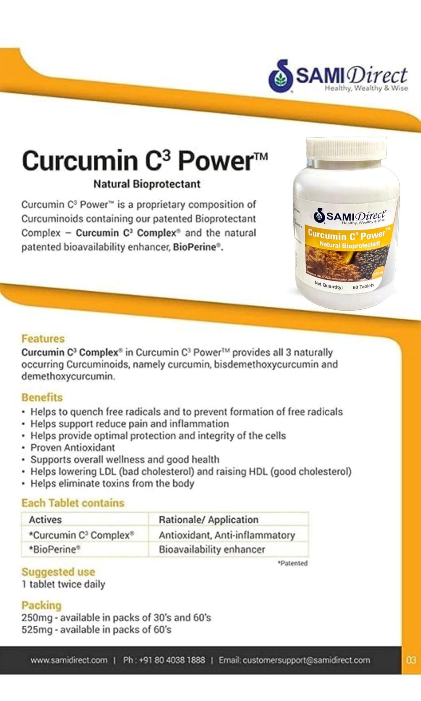 SAMIDirect Curcumin|| C3 Power|| PowerTablets (Set of 2)