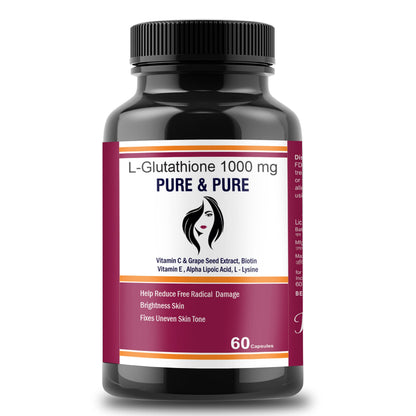 Pure & Pure Healthcare L-Glutathione Capsules 1000mg with Vitamin E and C For GlowingSkin( Pack of 1 )60 capsules