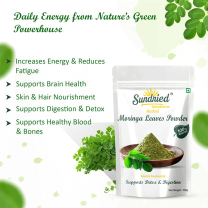 Sundried Dehydration Moringa Leaves Powder 200 gm | From Pure Drumstick Leaves Good for Immunity, Digestion, Skincare and Haircare, Murungai Powder for Energy, Rich In Vitamins & Minerals Super Food