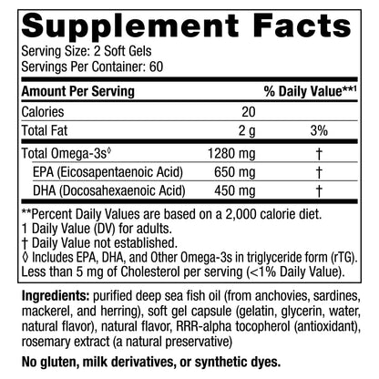 Nordic Naturals Ultimate Omega 3 Fish Oil Softgels | 1280 Mg of Omega 3, EPA & DHA Supplement For Men & Women | High-Potency Fish Oil Supplement | Lemon Flavour 120 Softgels
