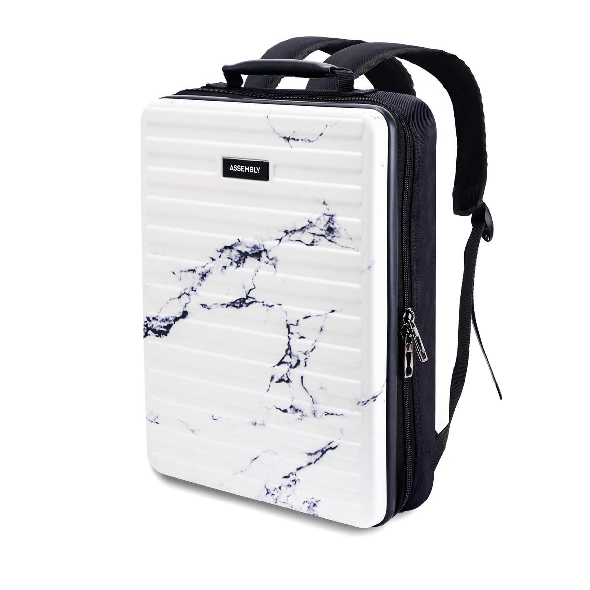Assembly Edge Hard Shell Laptop Backpack for Men Women 15.6 Inch Rigid Polycarbonate Office Travel Bag with Breathable Back Marble
