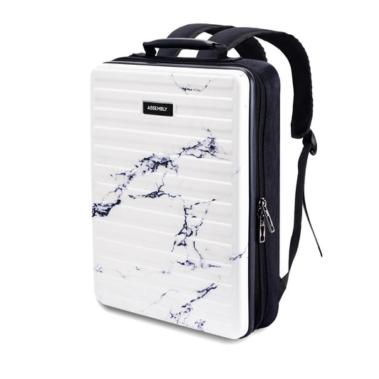 Assembly Edge Hard Shell Laptop Backpack for Men Women 15.6 Inch Rigid Polycarbonate Office Travel Bag with Breathable Back Marble