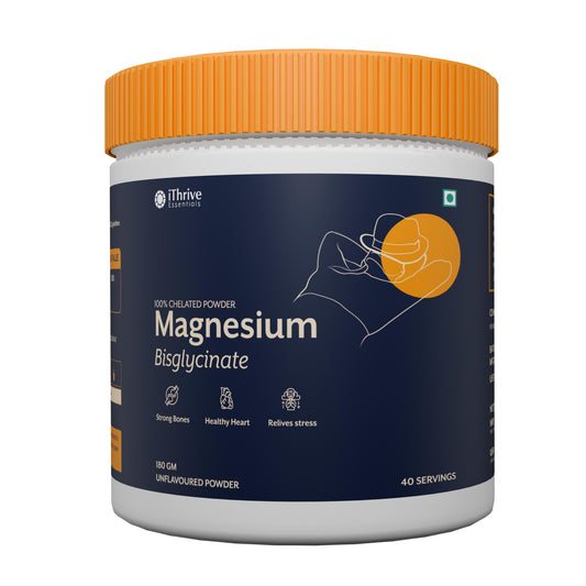 iThrive Essentials Magnesium Bisglycinate Chelated Powder – 180 gm (40 Servings) | High Absorption, 90.9% DV | Supports Sleep, Recovery, Nerve & Muscle Health, Non-GMO, Gluten-Free