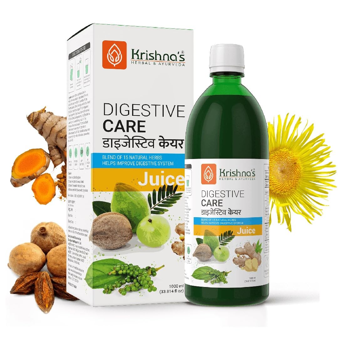 KRISHNA'S HERBAL & AYURVEDA Digestive Care Juice - 1000 ml | Goodness Of Amla, Ginger, Chitrak, Anaardana, Baheda For To Help In Digestion And Metabolism, Pack of 1