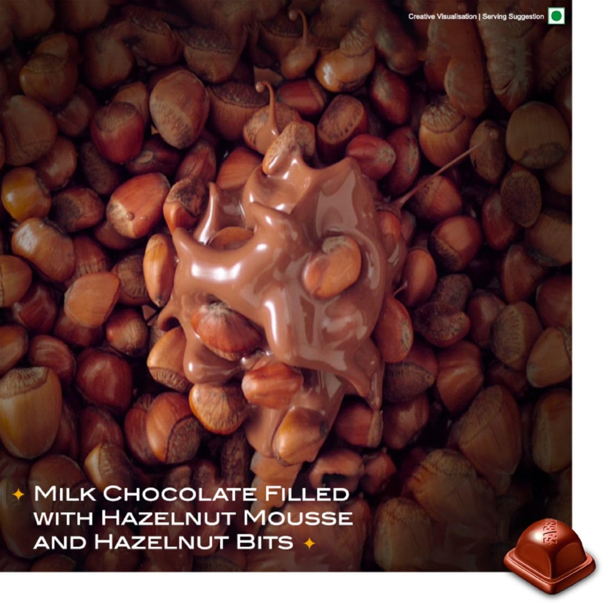 Fabelle Hazelnut Mousse, Centre-filled Luxury Chocolate Bar with Cocoa Mousse and Roasted Turkish Hazelnut Bits, 128g