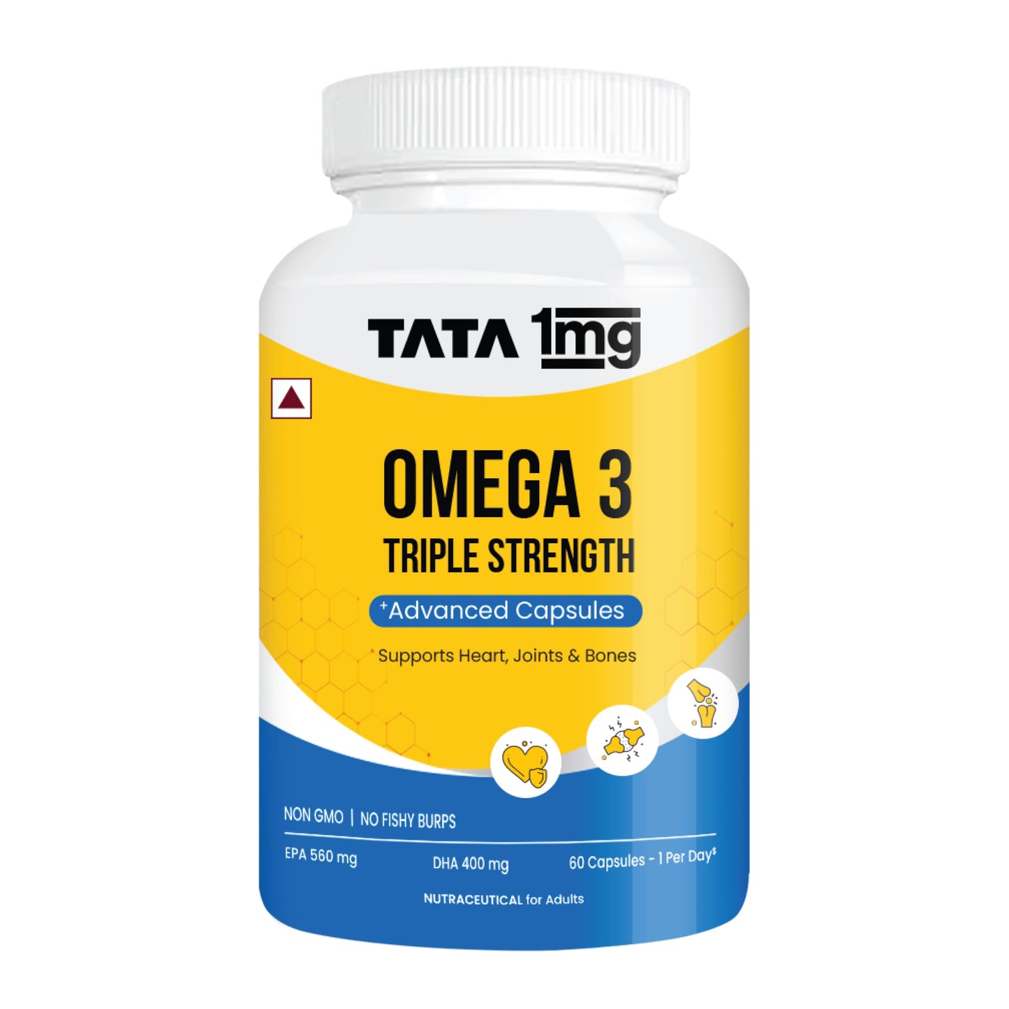 Tata 1mg Triple Strength Omega 3 Fish Oil Supplement - 1250mg (60 Capsules) | 56