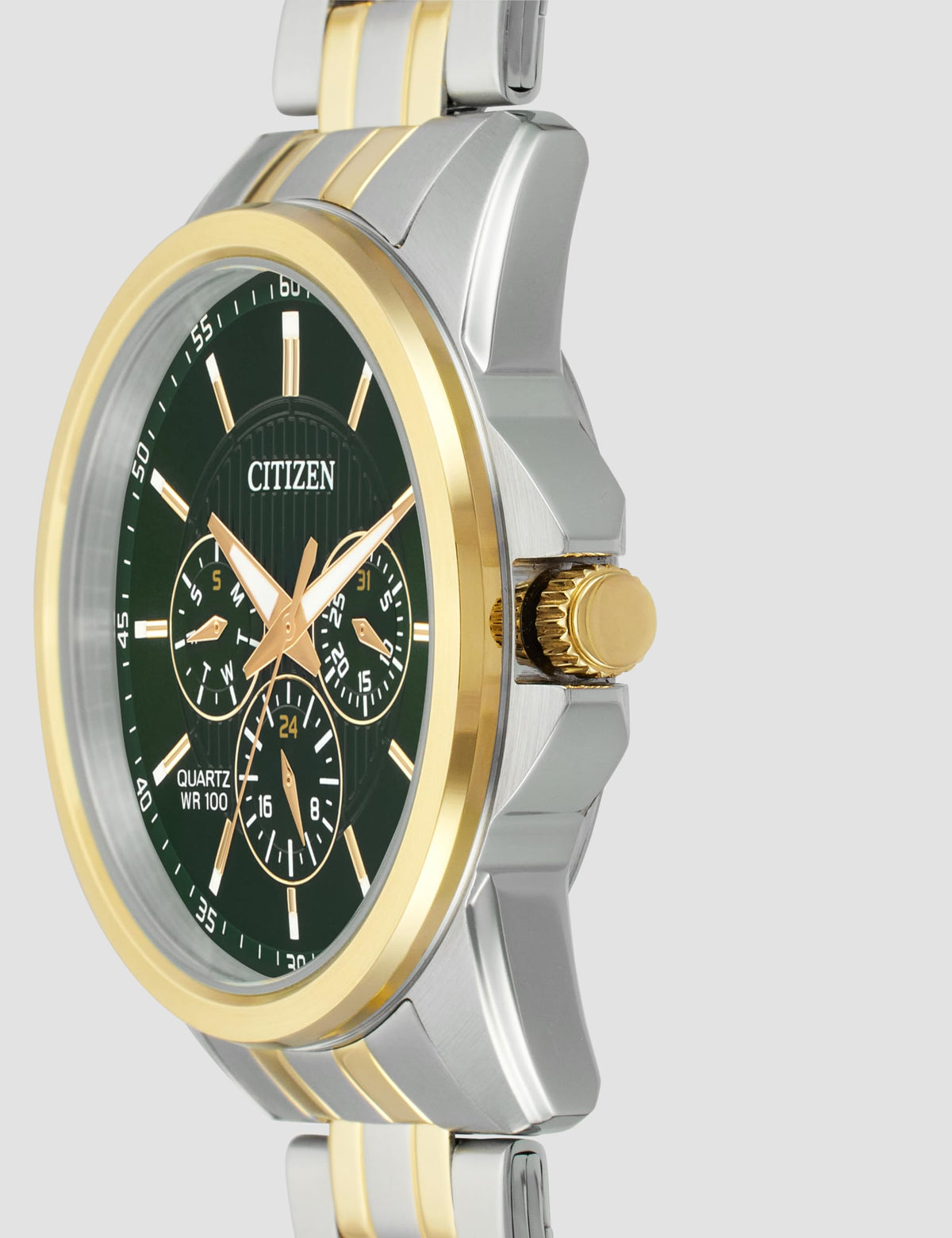 Citizen Stainless Steel Analog Quartz Multifuction Men's Black Dial Watch - AG8348-56X, Band Color-Two-Tone