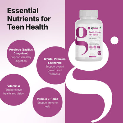 GLIMLACH Multivitamins For Teenagers, 50 Multivitamin Tablets, with Zinc, Vitamin C, Vitamin D3, Multiminerals and Enhances Energy, Stamina & Immunity