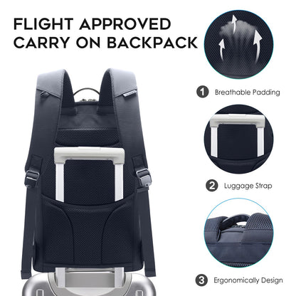 BANGE Commute backpack can hold 15.6 inch laptop,Fight approved carry on backpack for men and woman, Blue, Large, Fashion