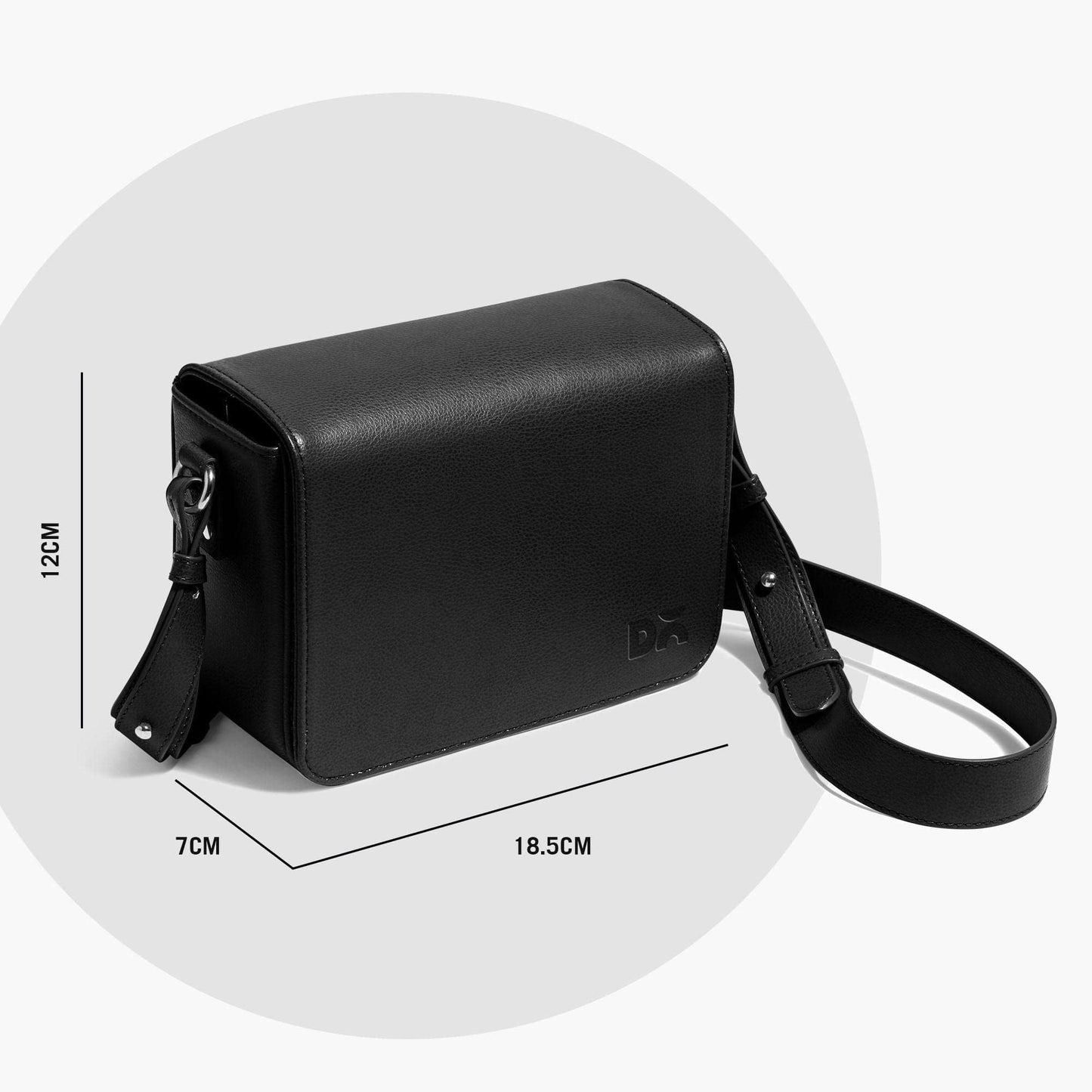 DailyObjects Sol Box Sling Crossbody Bag For Women, Girls|Durable Vegan Leather|Stylish Ladies Wallet Purse|Latest Women's Shoulder Handbag|Magnetic Flap Closure & Adjustable Wide Strap, Black