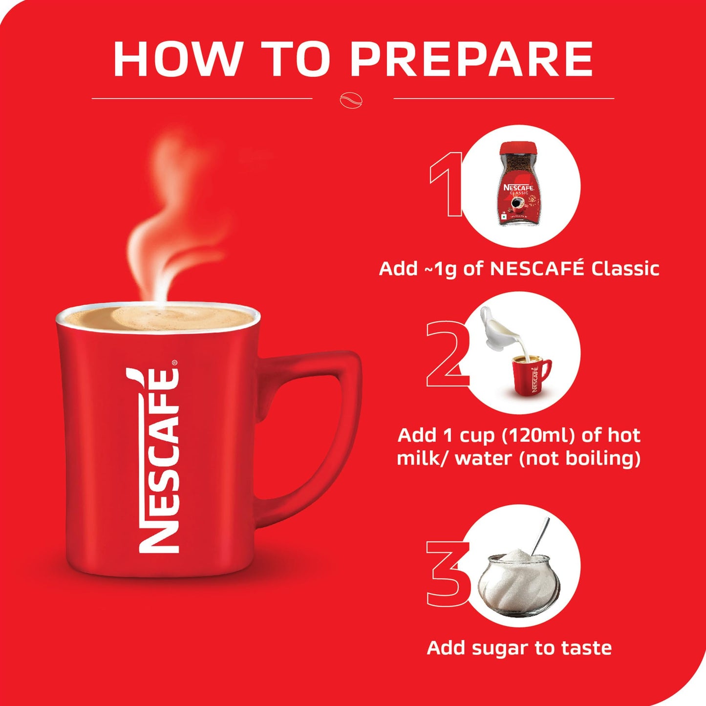 NESCAFE Classic Instant Coffee Powder | Great start to your morning | 100% Pure Coffee | 90g Jar