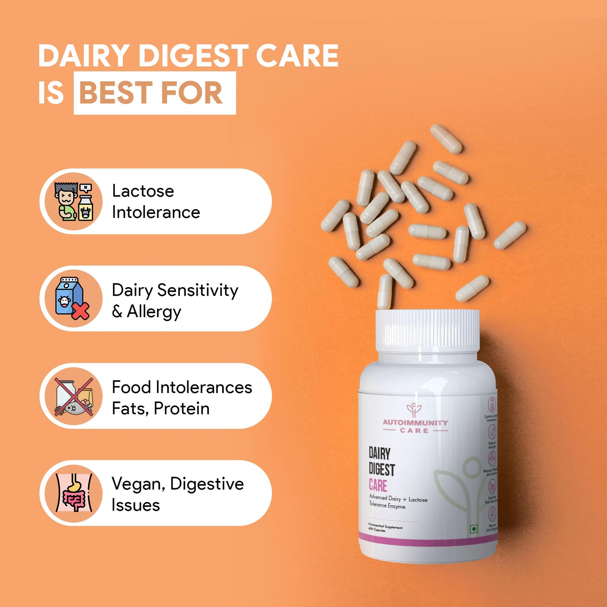 Autoimmunity care Dairy Digest Care | 9X Advanced Enzymes for Milk + Da- image 6