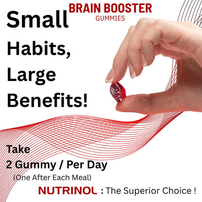 Knoll Healthcare Nutrinol Brain Booster Gummy | Boosts Memory, Focus & Concentration | Brain Fog Support | Improve Quality of Life Bacopa monneieri 60mg |Blueberry Flavour 30 Gummies (Pack of 2)