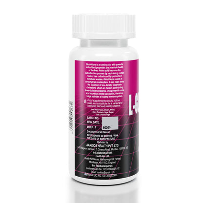 HealthAid L-Glutathione 500mg with Vitamin C For Glowing & Radiant Skin| Supplement for Glowing Skin, Anti Aging & helps improve detoxification | 60 tablets