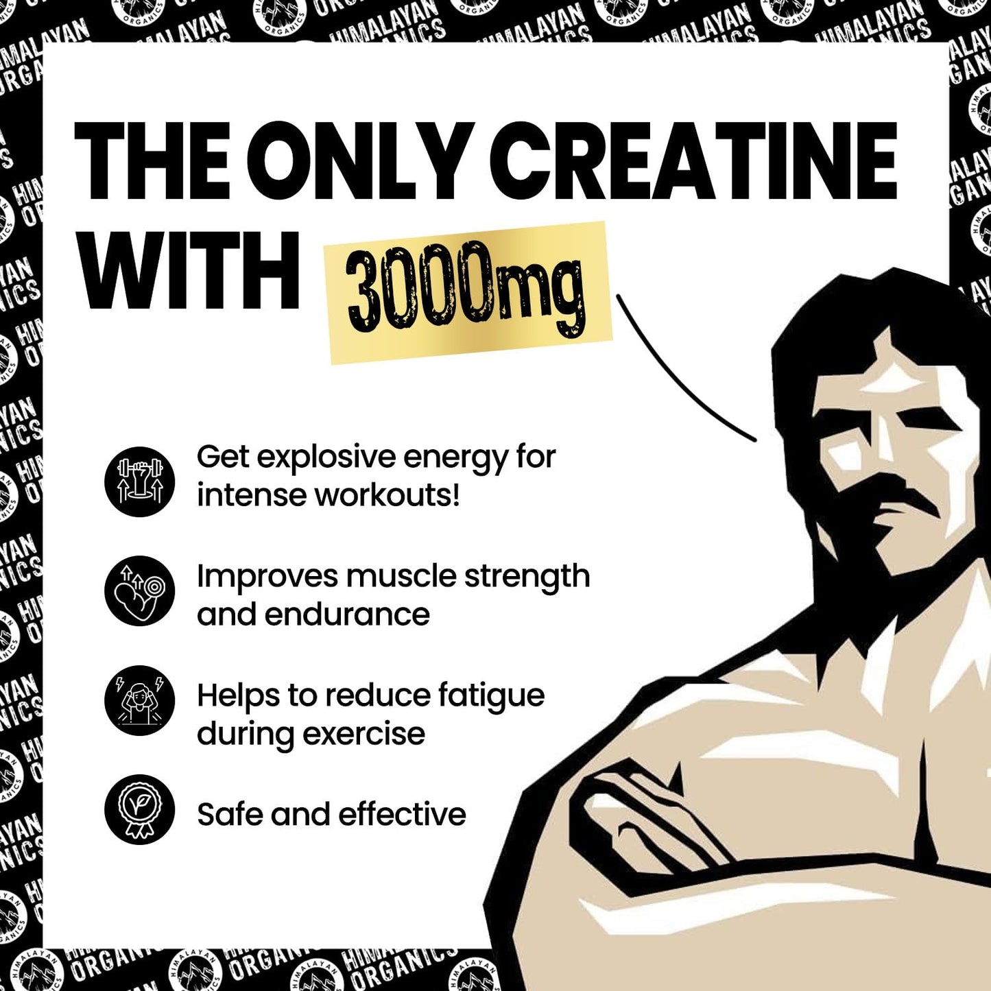 Vlado's Himalayan Organics Pure Micronised Creatine Monohydrate Powder I Pre/Post Workout Supplement, Instant Energy for Athletic Performance I Faster Muscle Building & Recovery I Certified I Max Absorption I Gain Lean Muscle, More Strength, and Faster Wo
