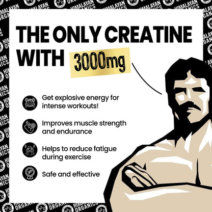 Vlado's Himalayan Organics Pure Micronised Creatine Monohydrate Powder I Pre/Post Workout Supplement, Instant Energy for Athletic Performance I Faster Muscle Building & Recovery I Certified I Max Absorption I Gain Lean Muscle, More Strength, and Faster Wo