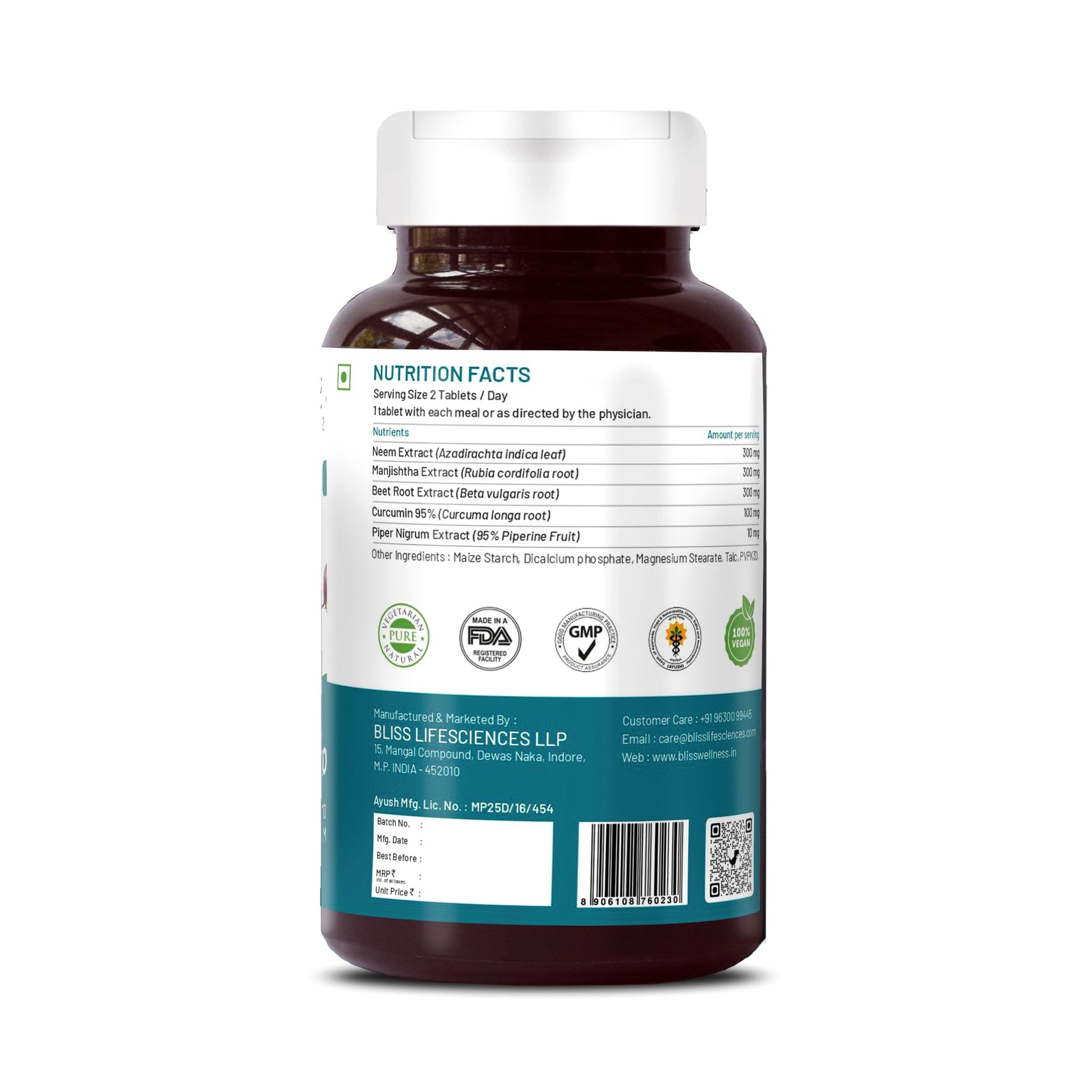 Bliss Welness Blood Detox | Curcumin Beetroot Manjistha Neem Extract -- image 8