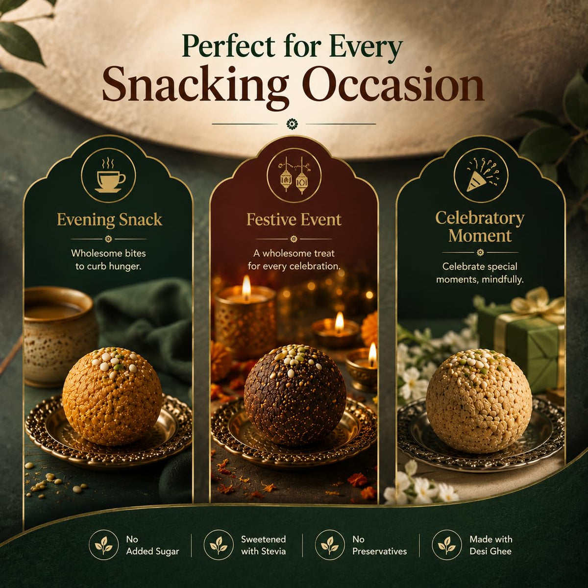 Stevi0cal Utsav Ladoos | 12 Ladoos, 360g | Sweetened with Stevia