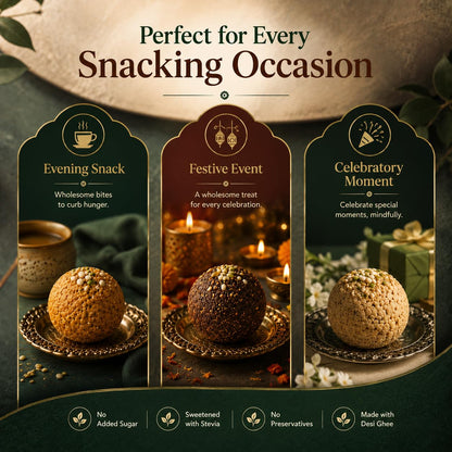Stevi0cal Utsav Ladoos | 12 Ladoos, 360g | Sweetened with Stevia