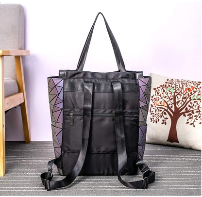 Aeoss Women's Reflective Holographic Color Changing Geometric Lattice Travel Backpack with Laptop Compartment, Black