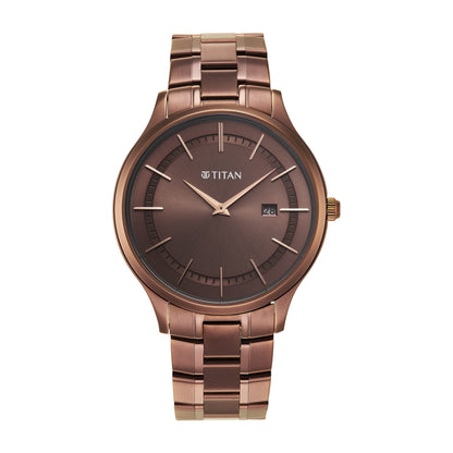 Titan Classique Slimline Brown Dial Analog with Day and Date Stainless- image 5