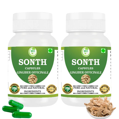 Morsan Healthcare SONTH Capsules – 60 Veg Capsules | Pure Dry Ginger Root Extract (Zingiber officinale) | Natural Ayurvedic Herbal Supplement | Pack of 2