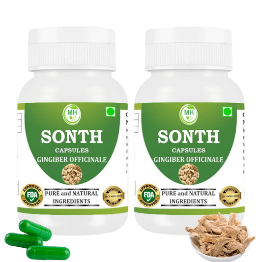 Morsan Healthcare SONTH Capsules – 60 Veg Capsules | Pure Dry Ginger Root Extract (Zingiber officinale) | Natural Ayurvedic Herbal Supplement | Pack of 2