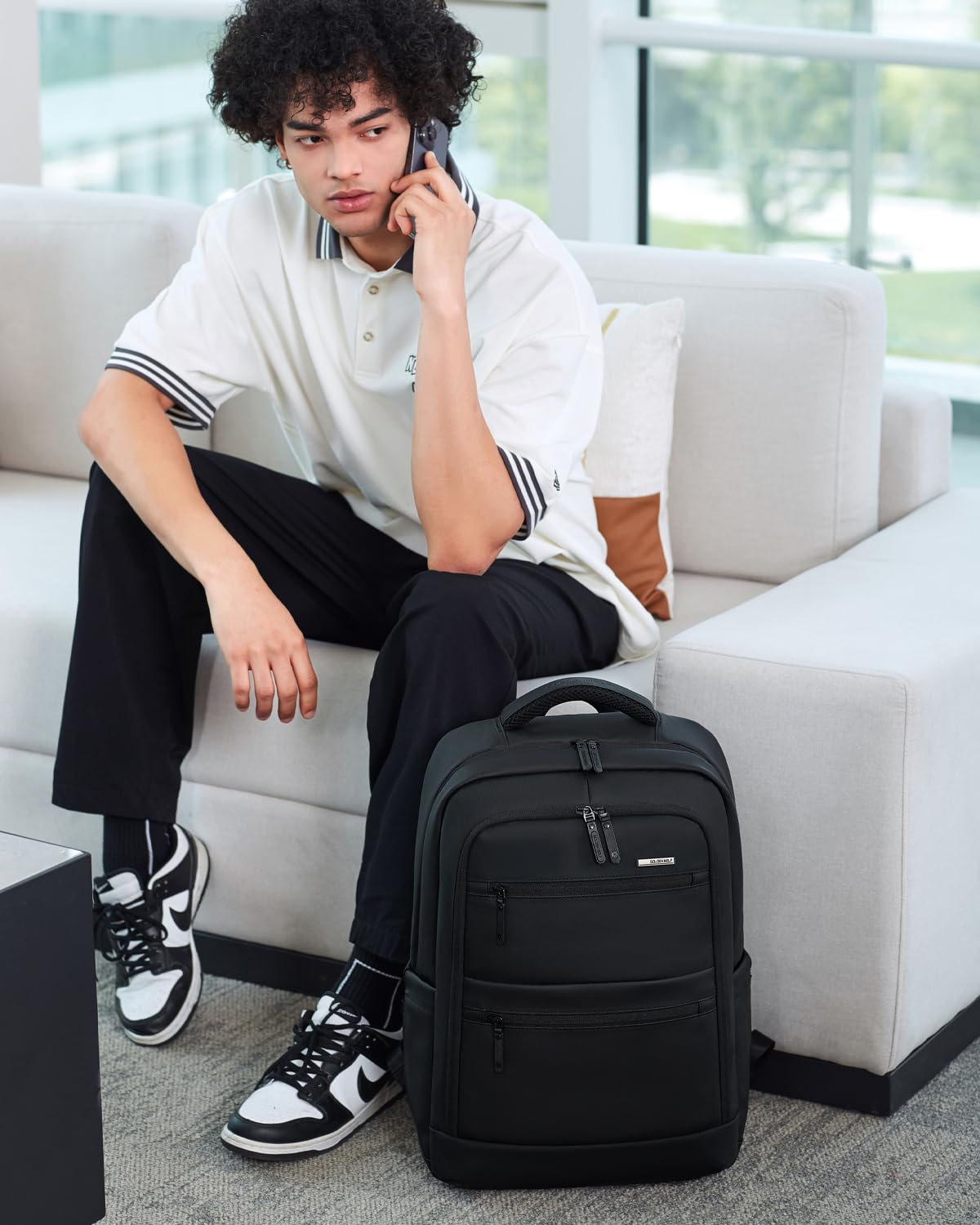 GOLDEN WOLF Business Backpack for Men Multi-pocket 15.6" Laptop Bag Water-resistant 21L Medium Backpack for Office College Daily Use