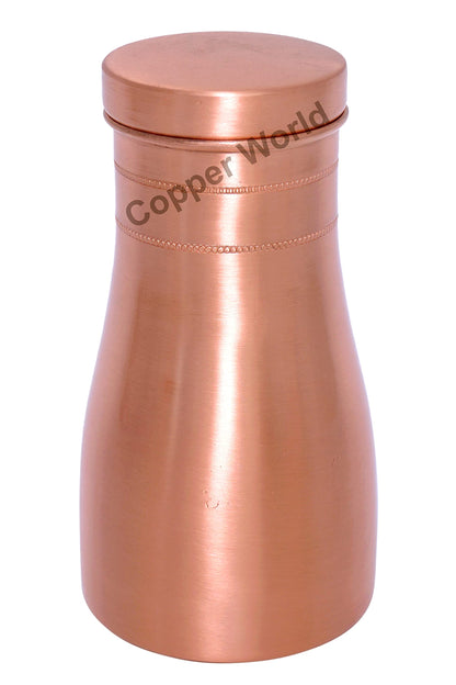 Copper World® Plain Copper Bedroom Bottle with INBUILT Glass DRINKWARE Vessels Modern Design Brown Color with AYURVEDIC Health Benefits 1000ML (1 Litre)