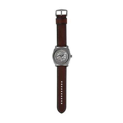 Fossil Machine Brown Automatic Leather Watch Me3254 - Analog, Men
