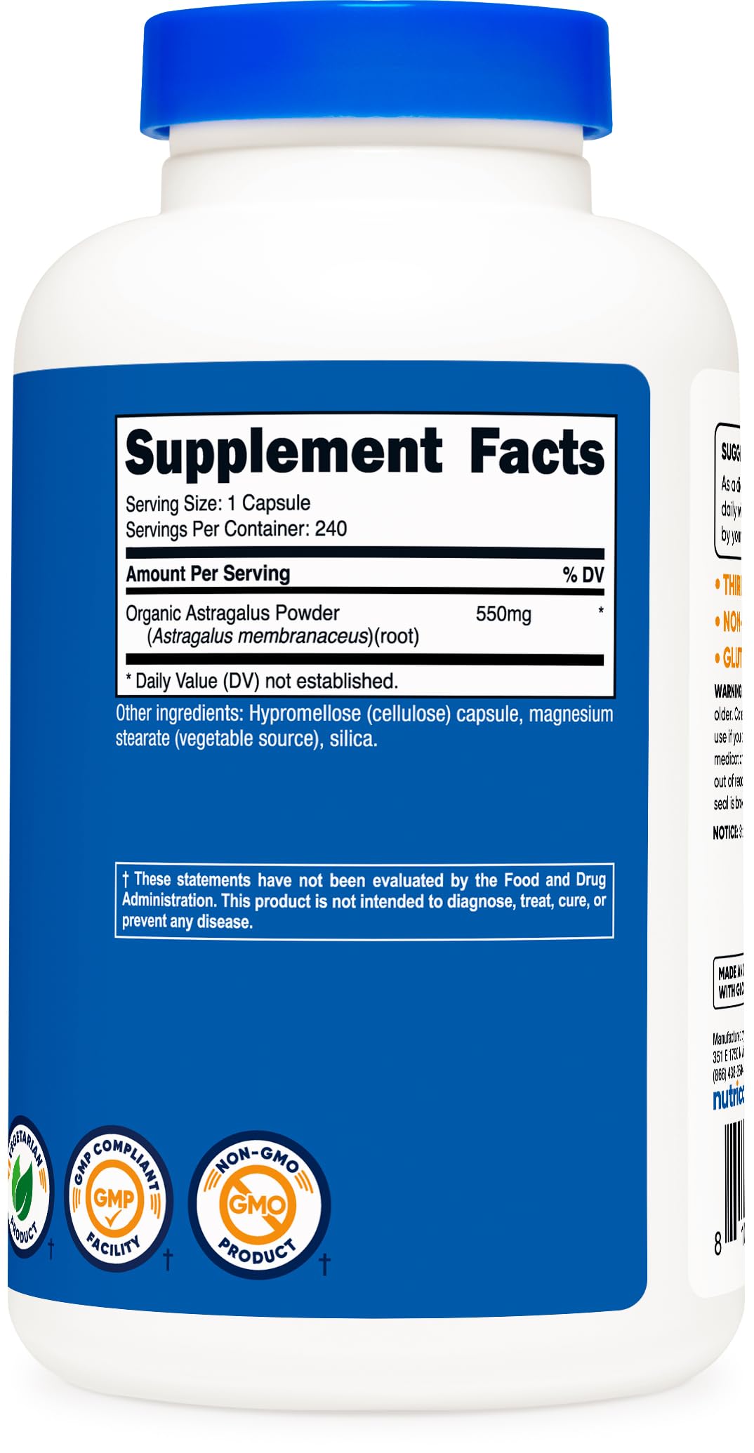 Nutricost Astragalus Capsules 550mg, 240 Capsules - Non-GMO and Gluten Free