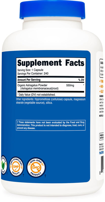 Nutricost Astragalus Capsules 550mg, 240 Capsules - Non-GMO and Gluten Free