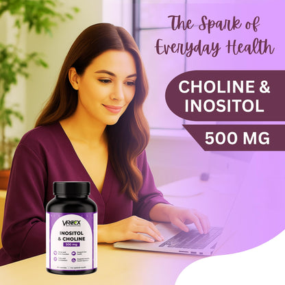 VREEX Choline & Inositol 500 mg – Supports Brain Function, Liver Health & Fat Metabolism, Nootropic Supplement- 60 Veg Capsules (Pack of 2)