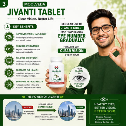 Moolveda Jivanti Tablets | Ayurvedic Eye Care Supplement | Vision Support & Daily Eye Wellness | 60 Veg Tablets | Pack of 2