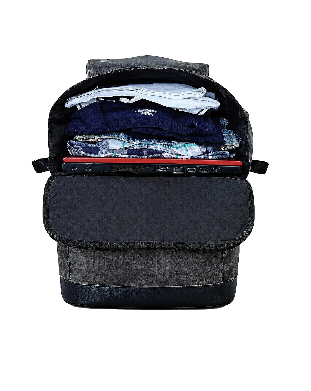 STRUTT Barcelona Leather Travel Backpack for Men & Women – Grunge Grey Laptop Backpack | 16L Capacity | Fits up to 17 Inch Laptop | Stylish Durable Backpack for Office, Travel & Daily Use
