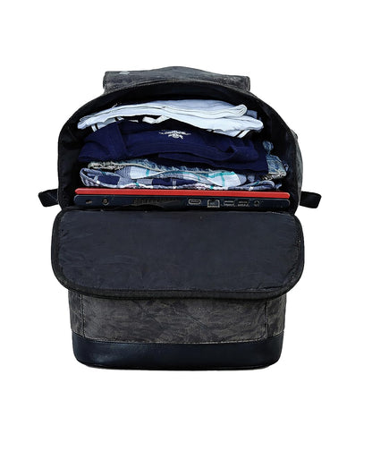 STRUTT Barcelona Leather Travel Backpack for Men & Women – Grunge Grey Laptop Backpack | 16L Capacity | Fits up to 17 Inch Laptop | Stylish Durable Backpack for Office, Travel & Daily Use