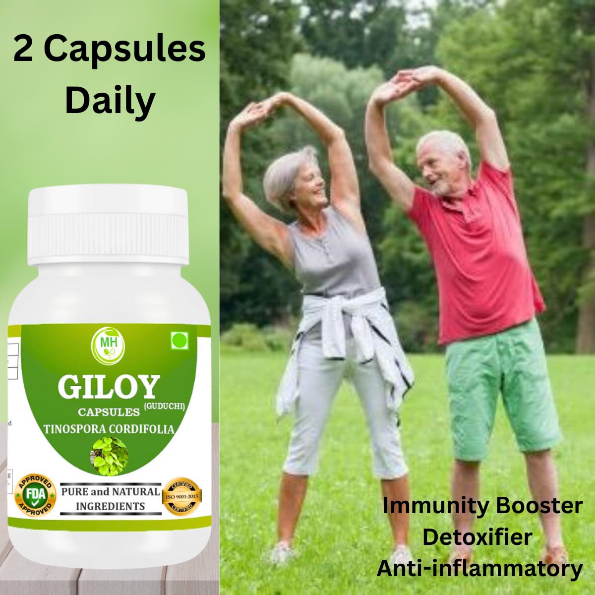 Morsan's Giloy (Tinospora cordifolia) Capsules, Pack of 60 x 500 mg. Veg. Capsules (1)