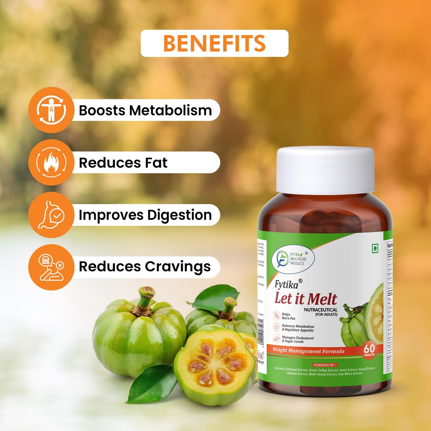 Fytika Let It Melt Fat Burner Tablets for Men and Women | Support Fat Burn, Metabolism Balance, Appetite Control & Energy Boost with Natural Extracts for Daily Wellness 60 Tablets