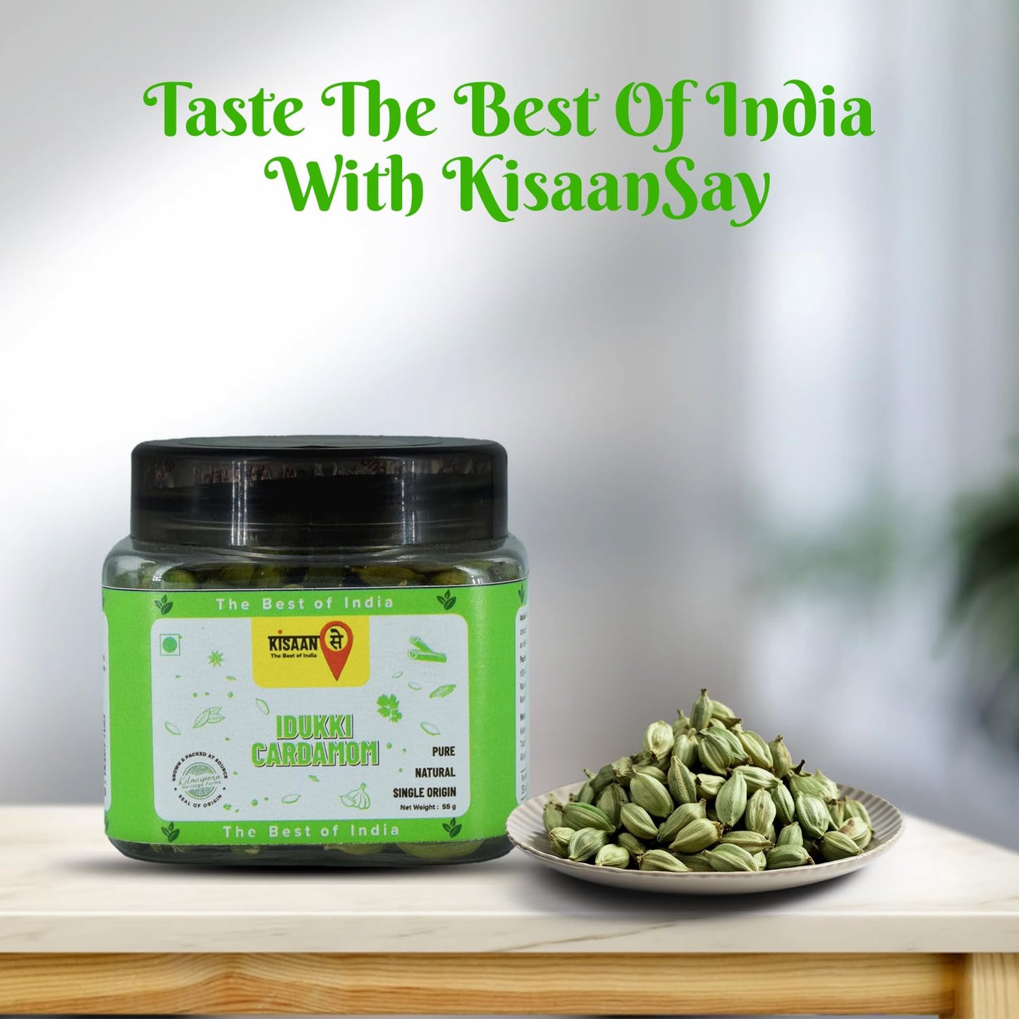 KisaanSay Idukki Cardamom 50 gm Bold Size (7 to 8 mm) | Bold Size | Pure Elaichi | Natural | Distinctive Flavour & Aroma | No Artificial Colors