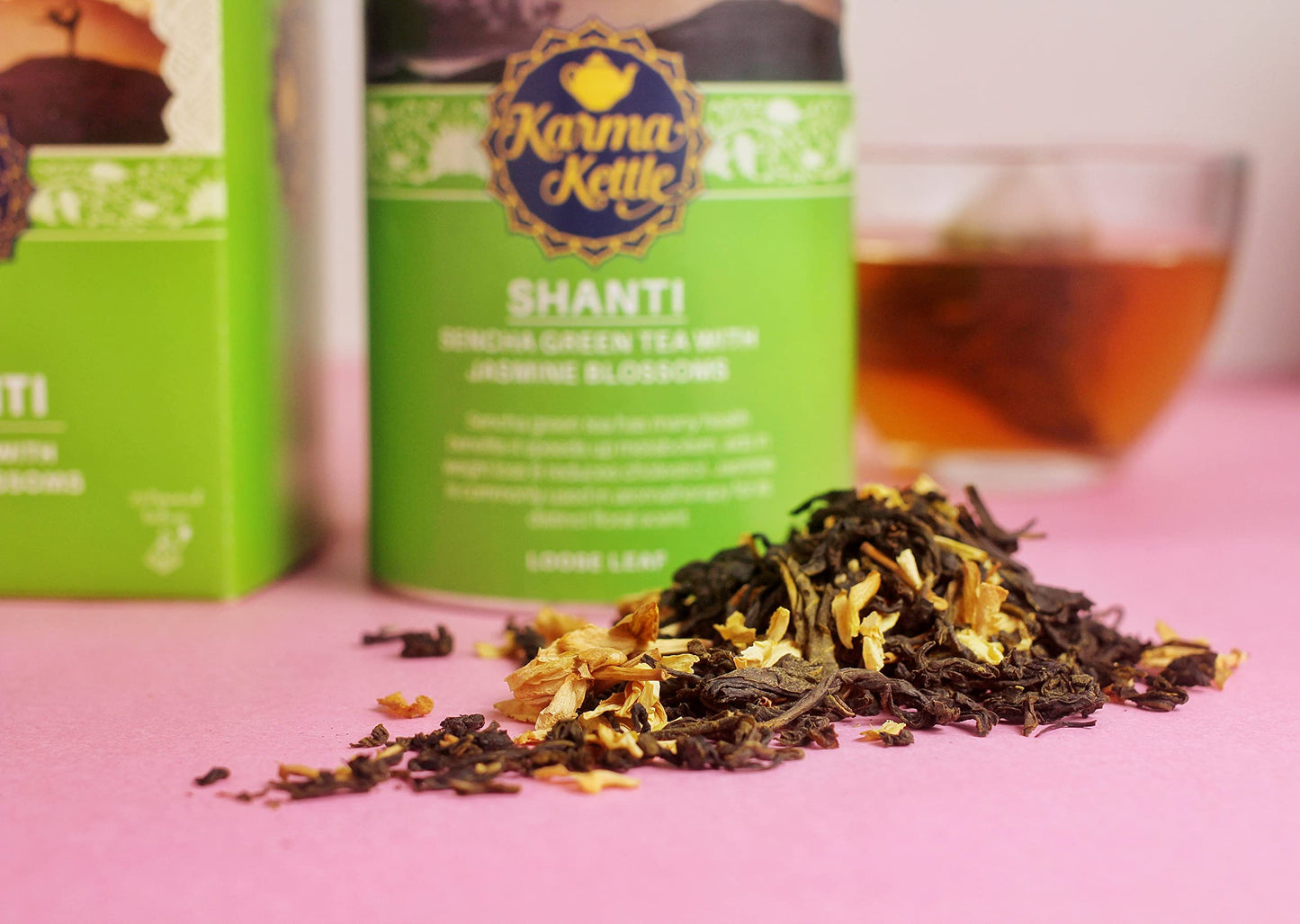 Karma Kettle Shanti- Imported Sencha Green Tea with Jasmine Blossoms, Natural Detox Tea, Weight Loss Tea, Loose Leaf 75 GMS, 75 g