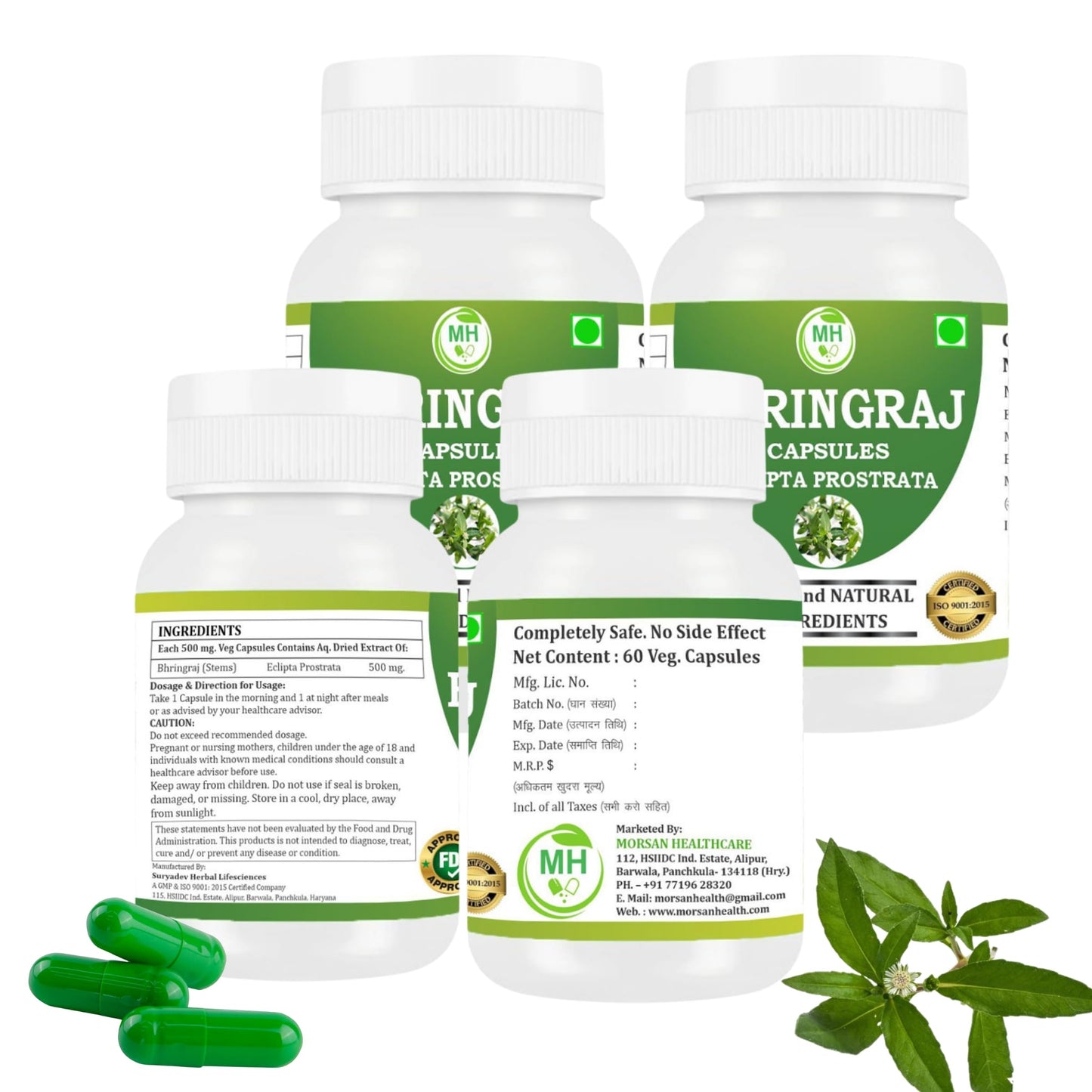 Bhringraj Capsules – 100% Pure & Natural | Ayurvedic Herbal Supplement | Hair & Scalp Support | 60 Vegan Capsules (4)