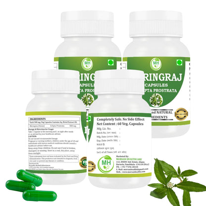 Bhringraj Capsules – 100% Pure & Natural | Ayurvedic Herbal Supplement | Hair & Scalp Support | 60 Vegan Capsules (4)